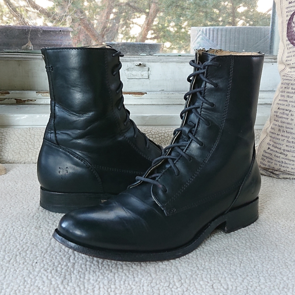 Frye "Melissa Lace Short" Leather Combat Boot